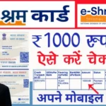 E Shram Card 2024 Workers who have not yet received the amount of Rs 1000 started getting money in their bank accounts. Check your status.